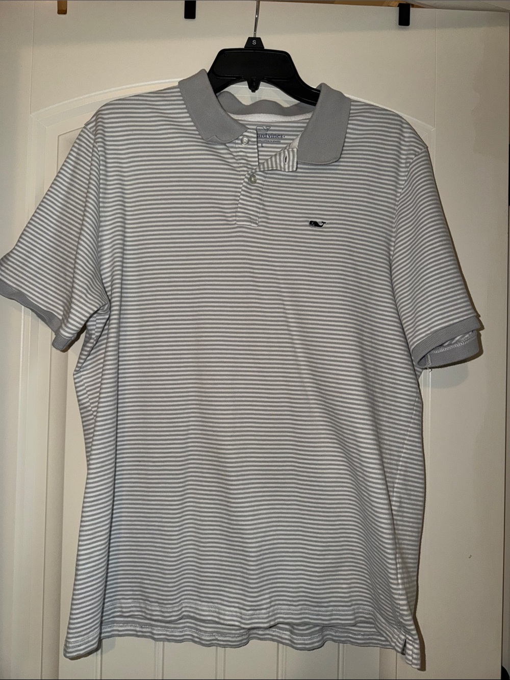 Vineyard Vines Gray & White Striped Polo